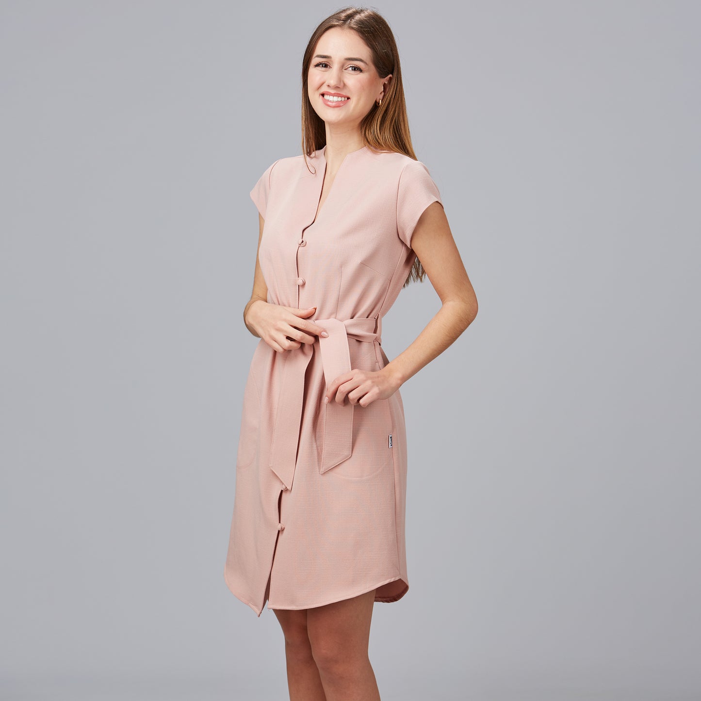 VESTIDO BOTÃO FORRADO VIVAZ X.LINEN 550006